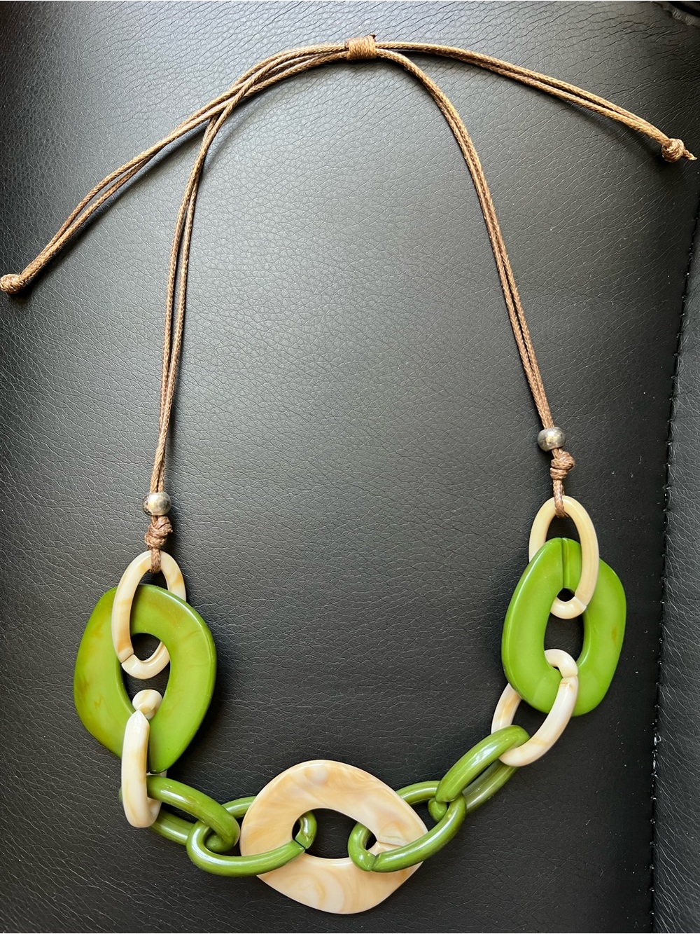 Handcrafted Green Resin Link Necklace by